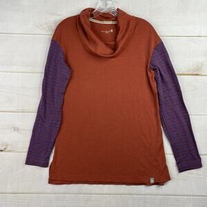 Smartwool Sweater Top Womens M Purple Brick Cowl Neck 100% Merino Wool Pullover